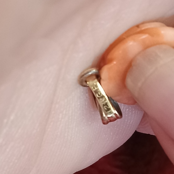 HOST PICK Antique Rose Carved Angel Skin Coral G.F. Post Earrings & Pendant Set - Picture 3 of 11